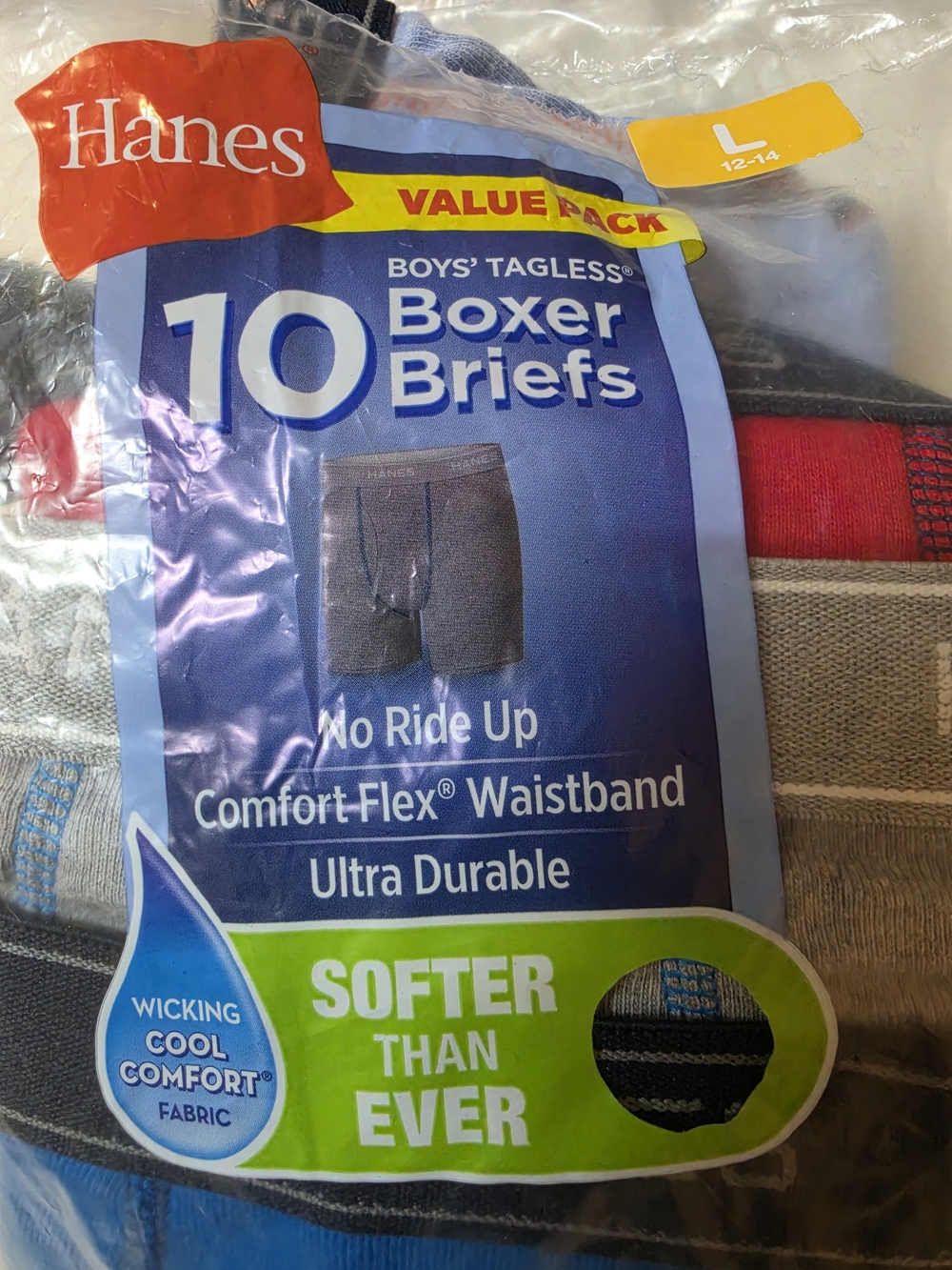 New Hanes Boys' Tagless Boxers - Assorted Colors Size Large